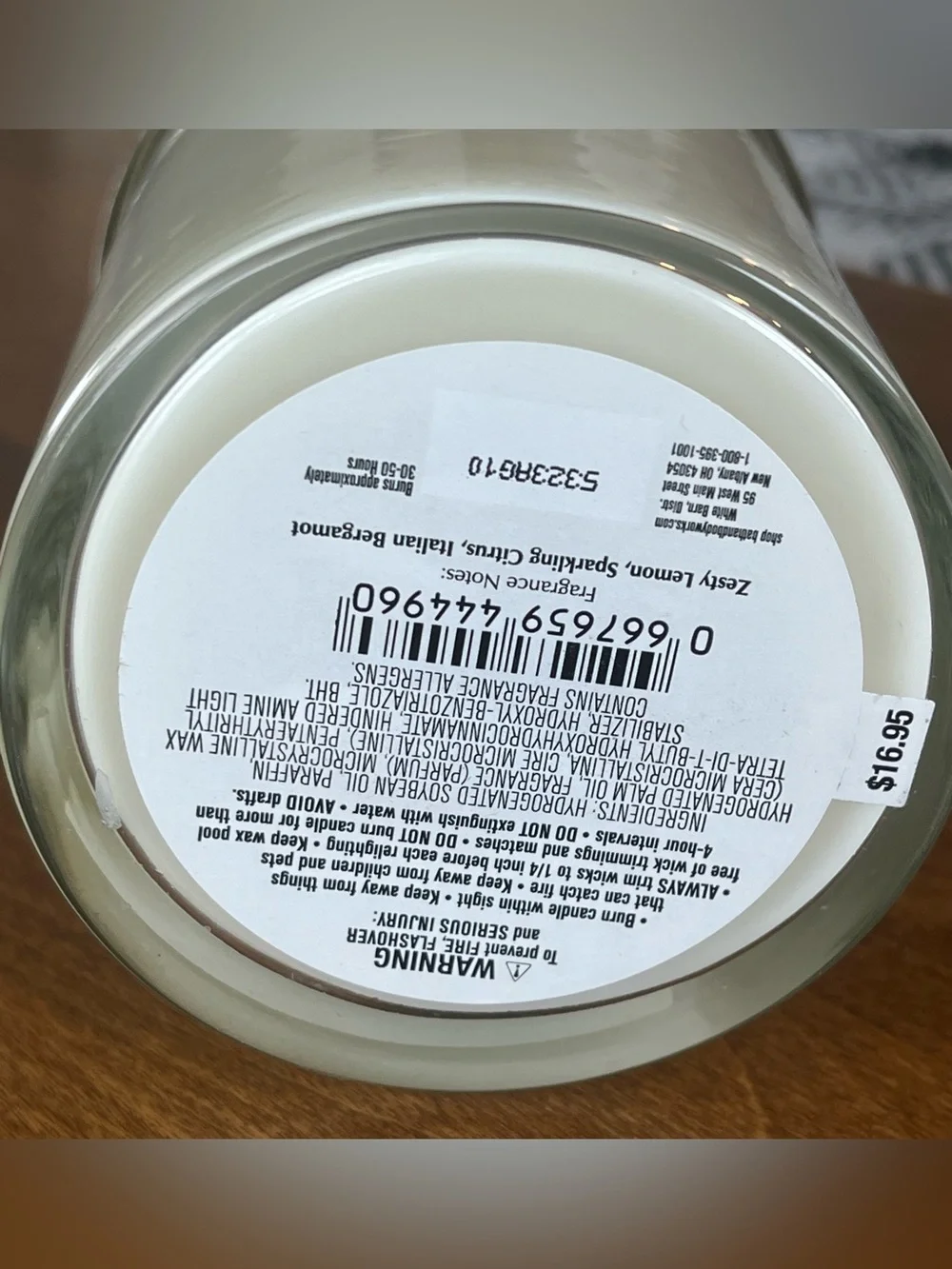 White Barn Lemon Kitchen Candle Bath And Bath Works 1 Wick NEW - Picture 2 of 3
